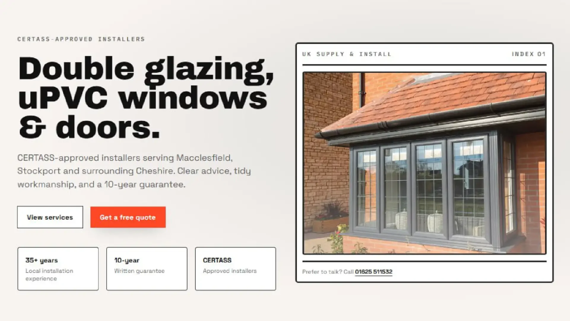 Energy Windows mock website homepage screenshot